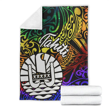 Tahiti Premium Blanket - Rainbow Polynesian Pattern