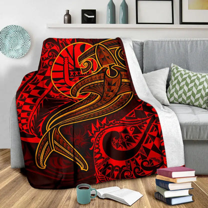 Tahiti Premium Blanket - Red Shark Polynesian Tattoo