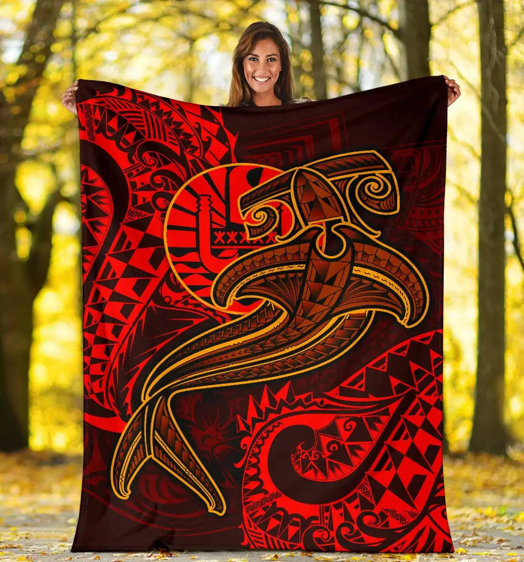Tahiti Premium Blanket - Red Shark Polynesian Tattoo