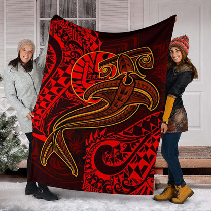 Tahiti Premium Blanket - Red Shark Polynesian Tattoo