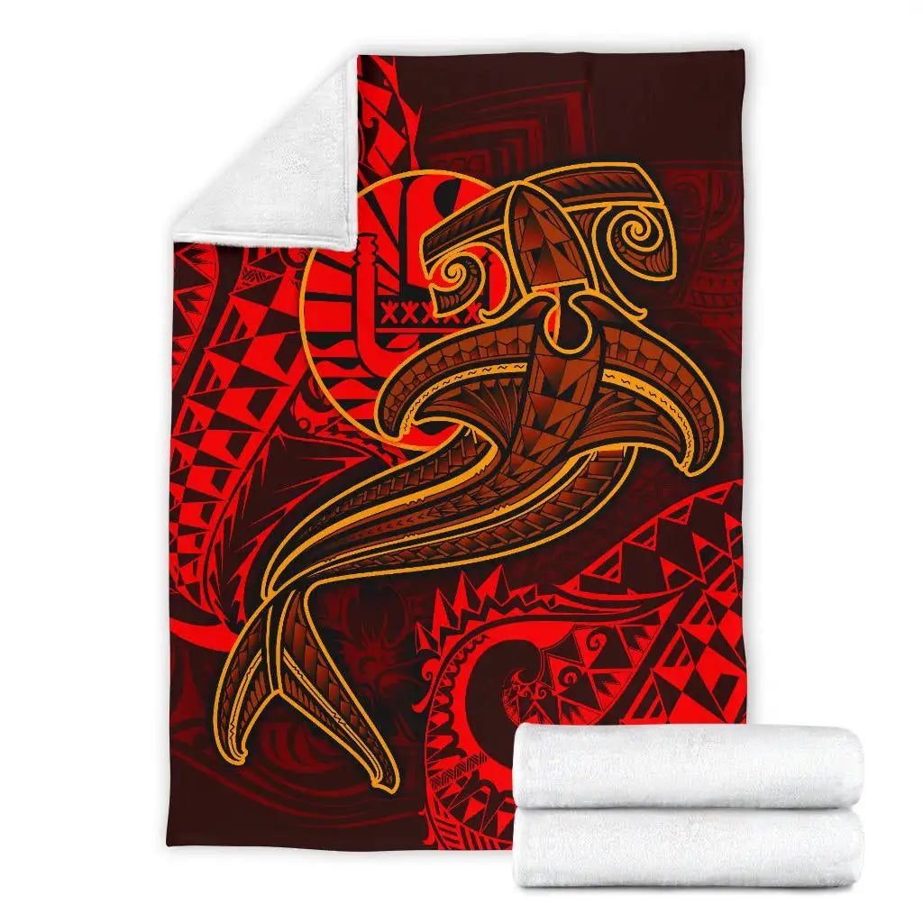 Tahiti Premium Blanket - Red Shark Polynesian Tattoo