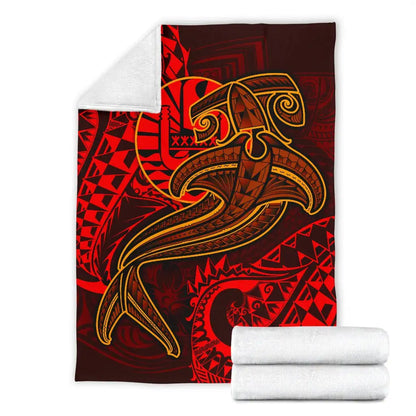 Tahiti Premium Blanket - Red Shark Polynesian Tattoo