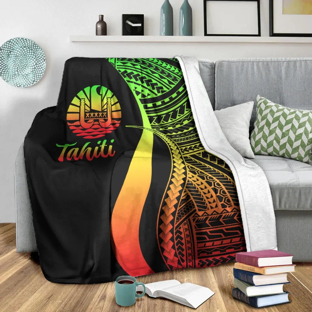 Tahiti Premium Blanket - Reggae Polynesian Tentacle Tribal Pattern