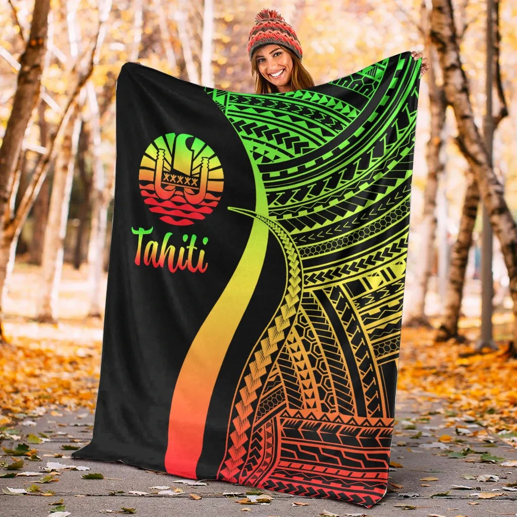 Tahiti Premium Blanket - Reggae Polynesian Tentacle Tribal Pattern