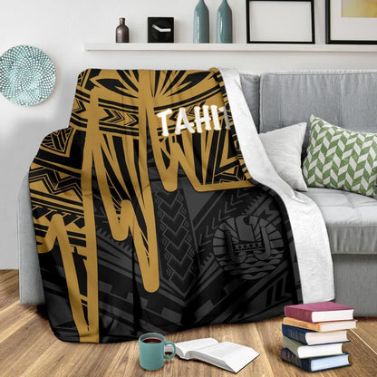 Tahiti Premium Blanket - Tahiti Seal In Heartbeat Patterns Style (Gold)