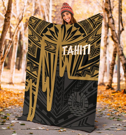 Tahiti Premium Blanket - Tahiti Seal In Heartbeat Patterns Style (Gold)