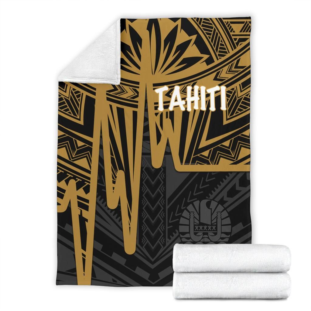 Tahiti Premium Blanket - Tahiti Seal In Heartbeat Patterns Style (Gold)