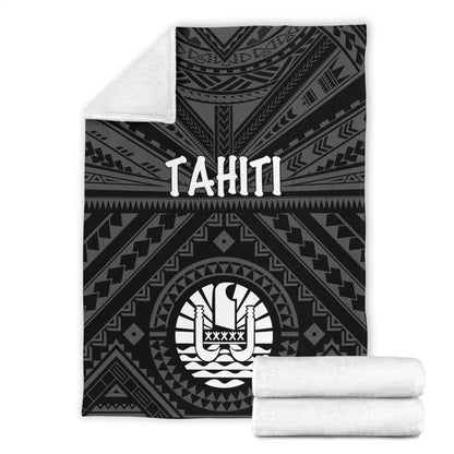 Tahiti Premium Blanket - Tahiti Seal In Polynesian Tattoo Style (Black)