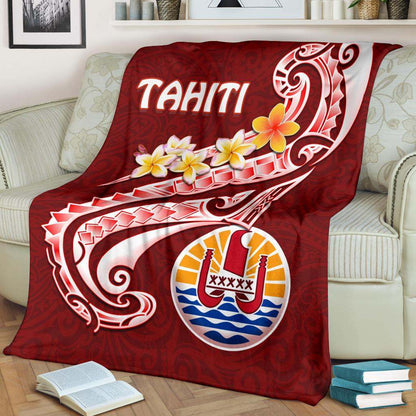 Tahiti Premium Blanket - Tahiti Seal Polynesian Patterns Plumeria