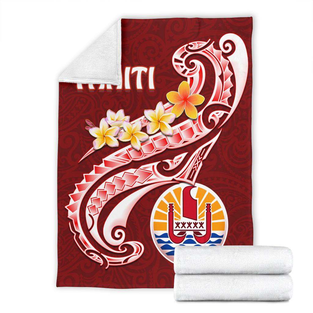 Tahiti Premium Blanket - Tahiti Seal Polynesian Patterns Plumeria
