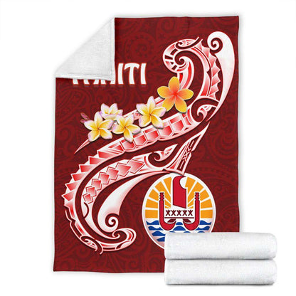 Tahiti Premium Blanket - Tahiti Seal Polynesian Patterns Plumeria