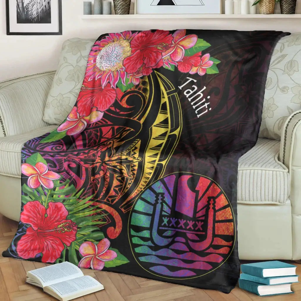 Tahiti Premium Blanket - Tropical Hippie Style