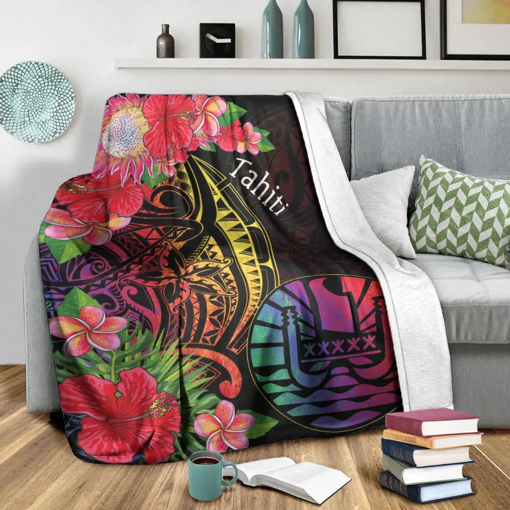 Tahiti Premium Blanket - Tropical Hippie Style