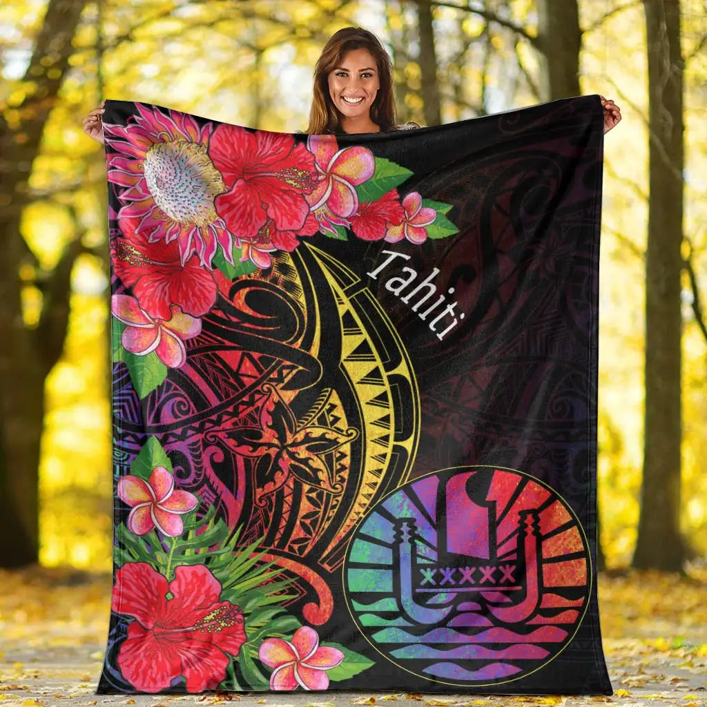 Tahiti Premium Blanket - Tropical Hippie Style