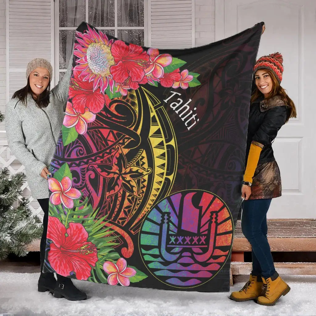Tahiti Premium Blanket - Tropical Hippie Style