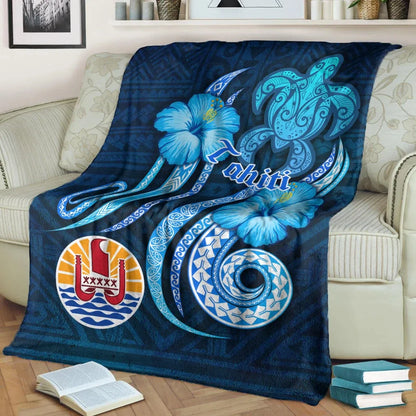 Tahiti Premium Blanket - Turtle and Tribal Tattoo Of Polynesian