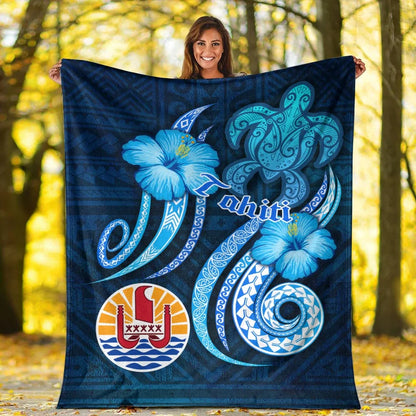 Tahiti Premium Blanket - Turtle and Tribal Tattoo Of Polynesian