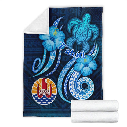 Tahiti Premium Blanket - Turtle and Tribal Tattoo Of Polynesian