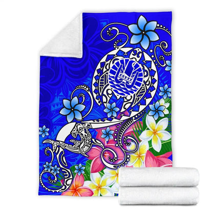 Tahiti Premium Blanket - Turtle Plumeria (Blue)