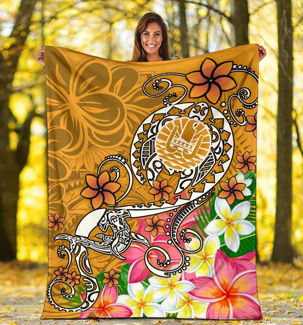 Tahiti Premium Blanket - Turtle Plumeria (Gold)