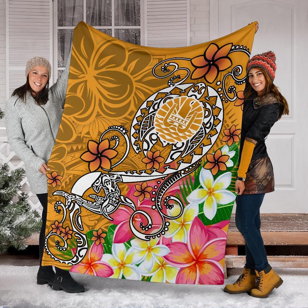 Tahiti Premium Blanket - Turtle Plumeria (Gold)