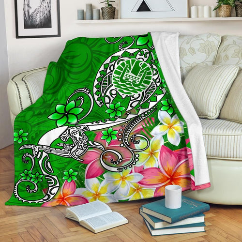Tahiti Premium Blanket - Turtle Plumeria (Green)