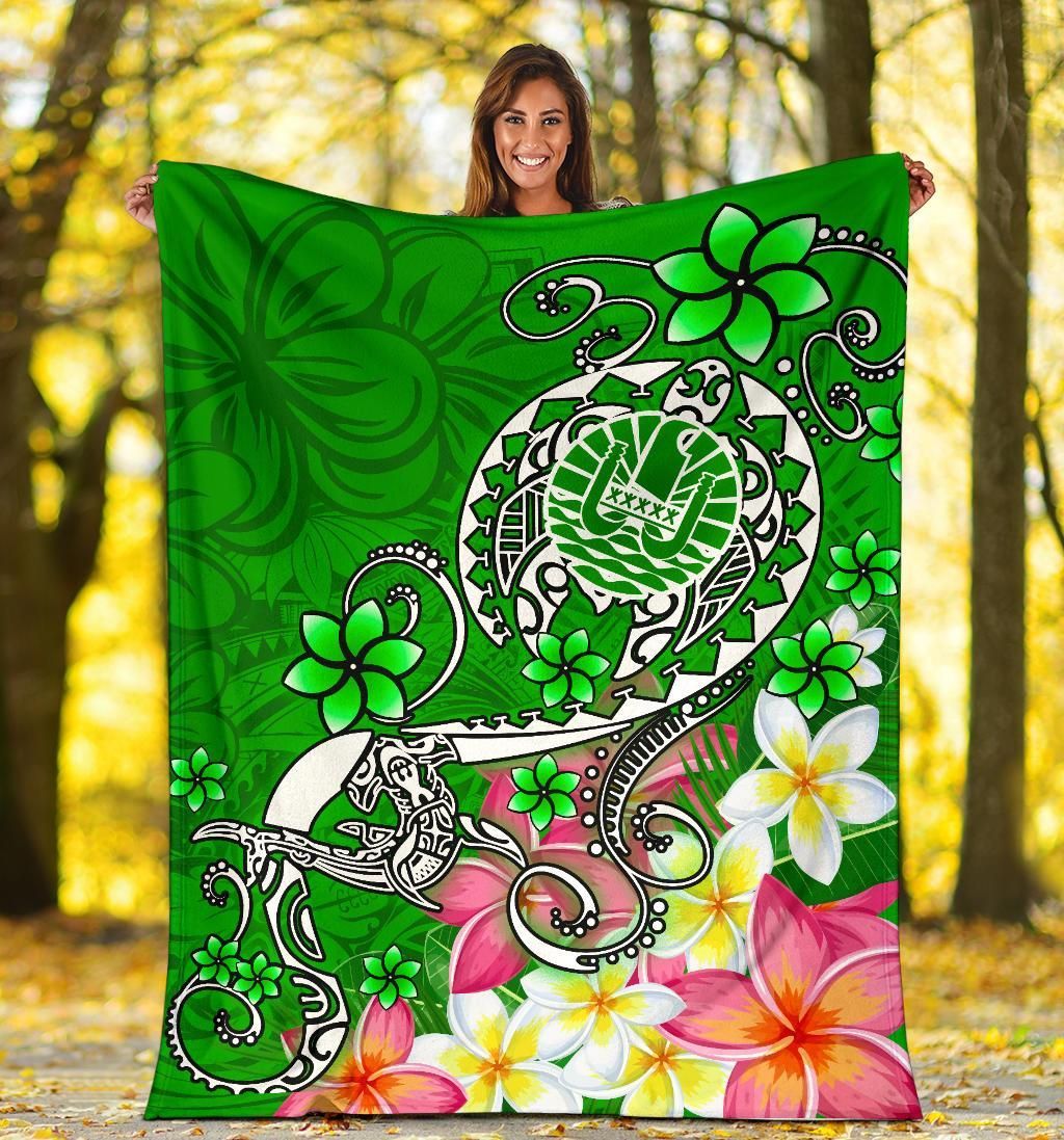 Tahiti Premium Blanket - Turtle Plumeria (Green)