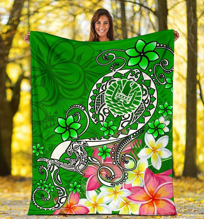 Tahiti Premium Blanket - Turtle Plumeria (Green)