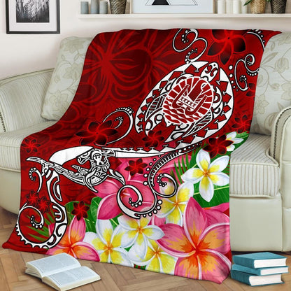 Tahiti Premium Blanket - Turtle Plumeria (Red)