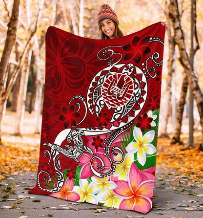 Tahiti Premium Blanket - Turtle Plumeria (Red)
