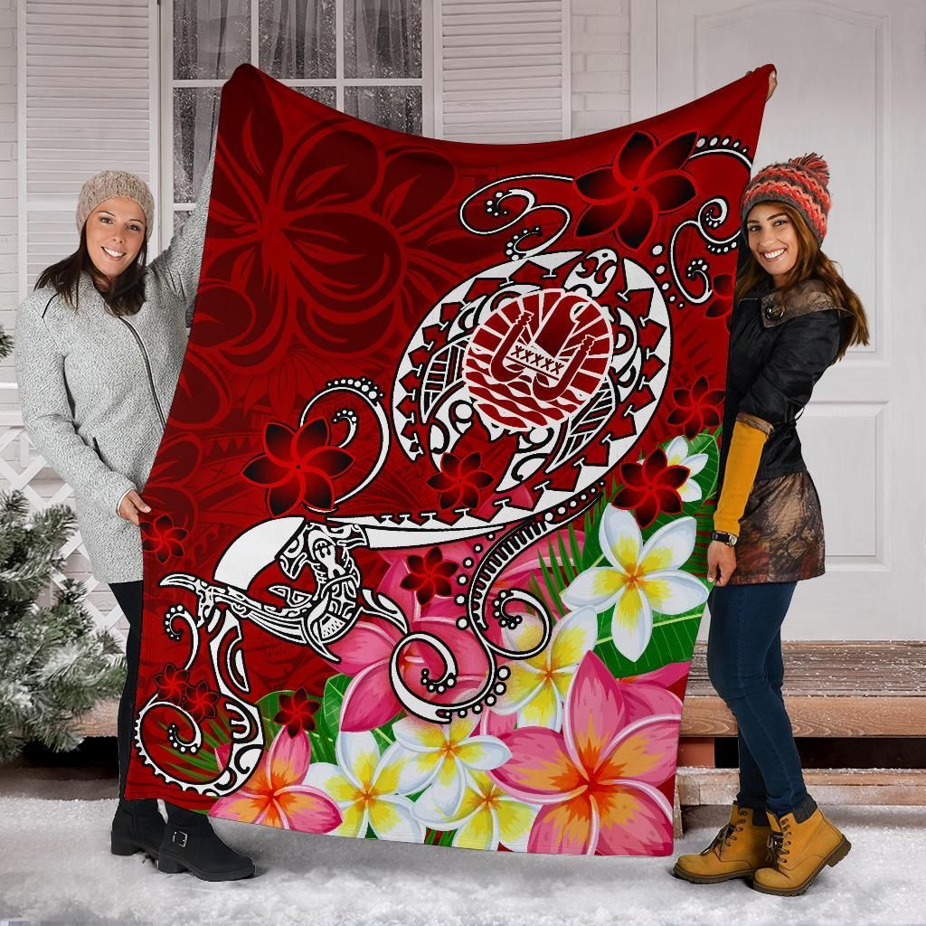 Tahiti Premium Blanket - Turtle Plumeria (Red)