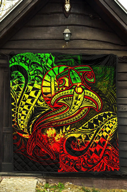 Tahiti Premium Quilt - Reggae Shark Polynesian Tattoo