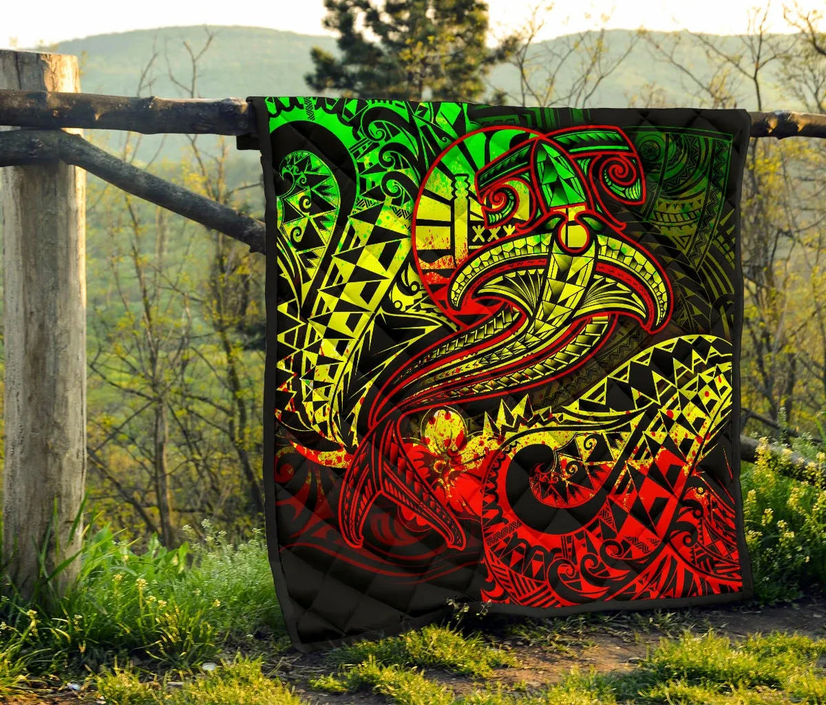 Tahiti Premium Quilt - Reggae Shark Polynesian Tattoo