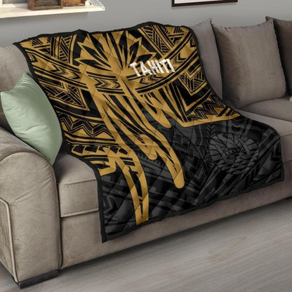Tahiti Premium Quilt - Tahiti Seal In Heartbeat Patterns Style (Gold)