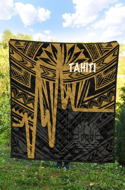 Tahiti Premium Quilt - Tahiti Seal In Heartbeat Patterns Style (Gold)