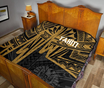 Tahiti Premium Quilt - Tahiti Seal In Heartbeat Patterns Style (Gold)