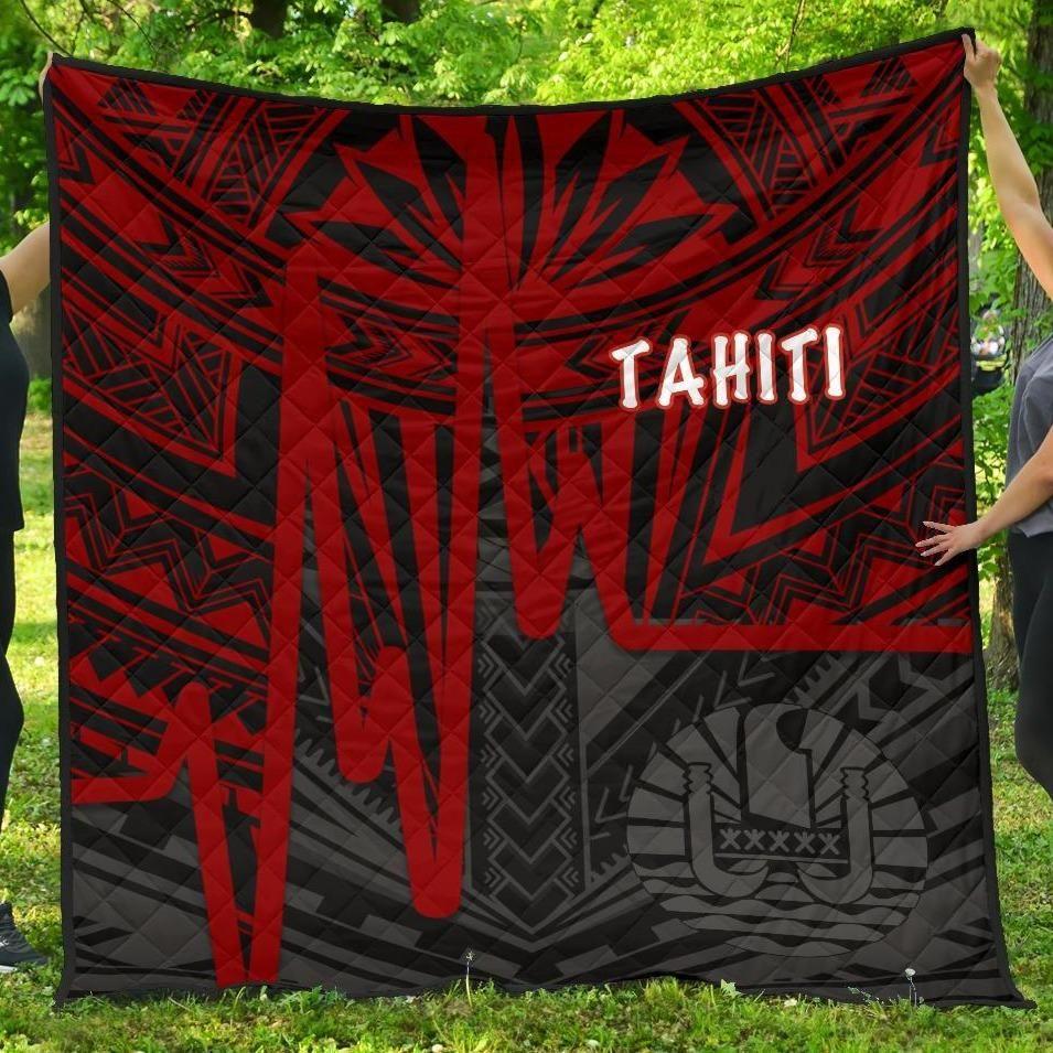 Tahiti Premium Quilt - Tahiti Seal In Heartbeat Patterns Style (Red)