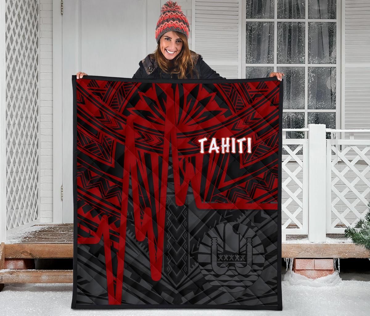 Tahiti Premium Quilt - Tahiti Seal In Heartbeat Patterns Style (Red)
