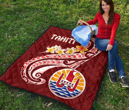 Tahiti Premium Quilt - Tahiti Seal Polynesian Patterns Plumeria