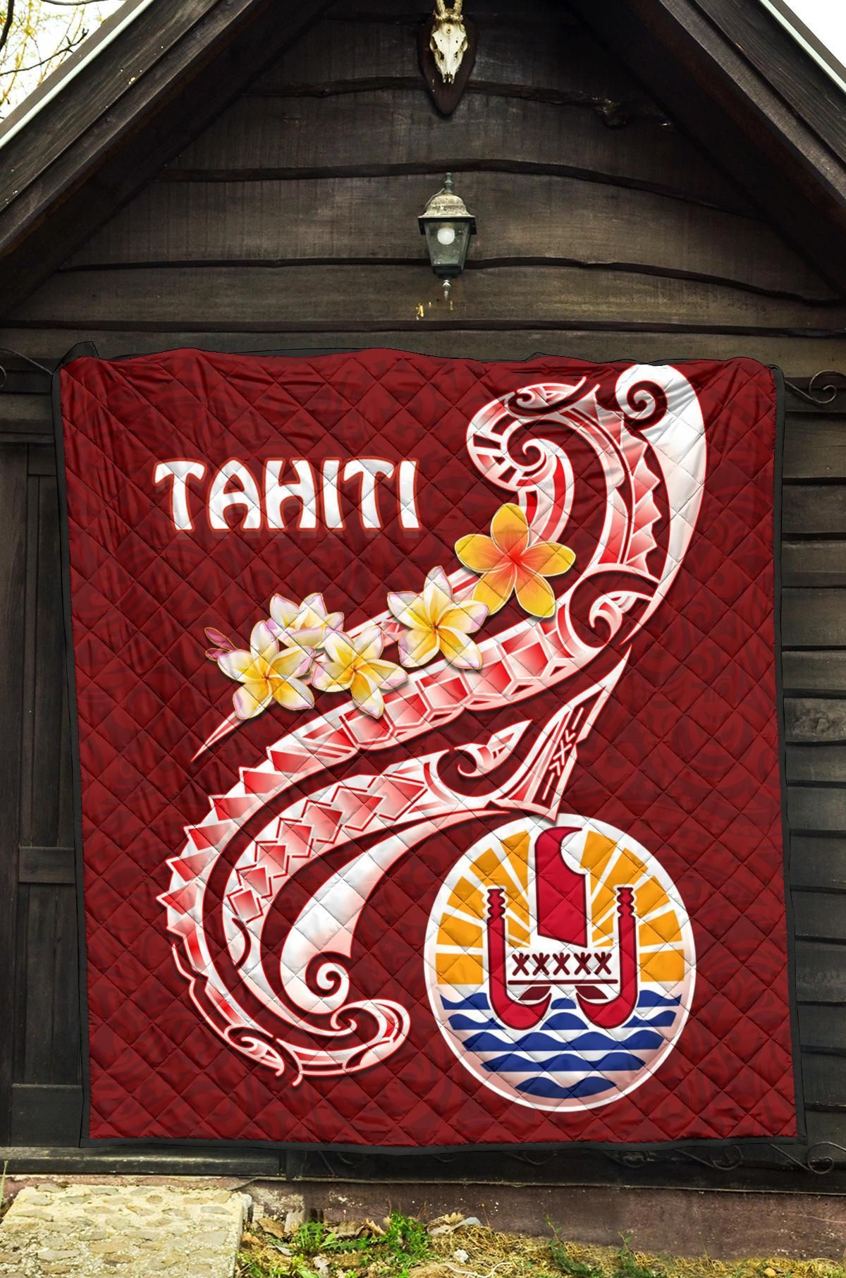 Tahiti Premium Quilt - Tahiti Seal Polynesian Patterns Plumeria