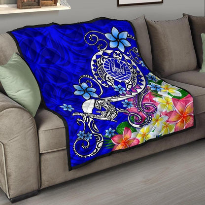 Tahiti Premium Quilt - Turtle Plumeria (Blue)
