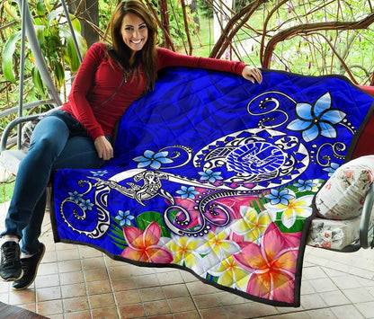Tahiti Premium Quilt - Turtle Plumeria (Blue)