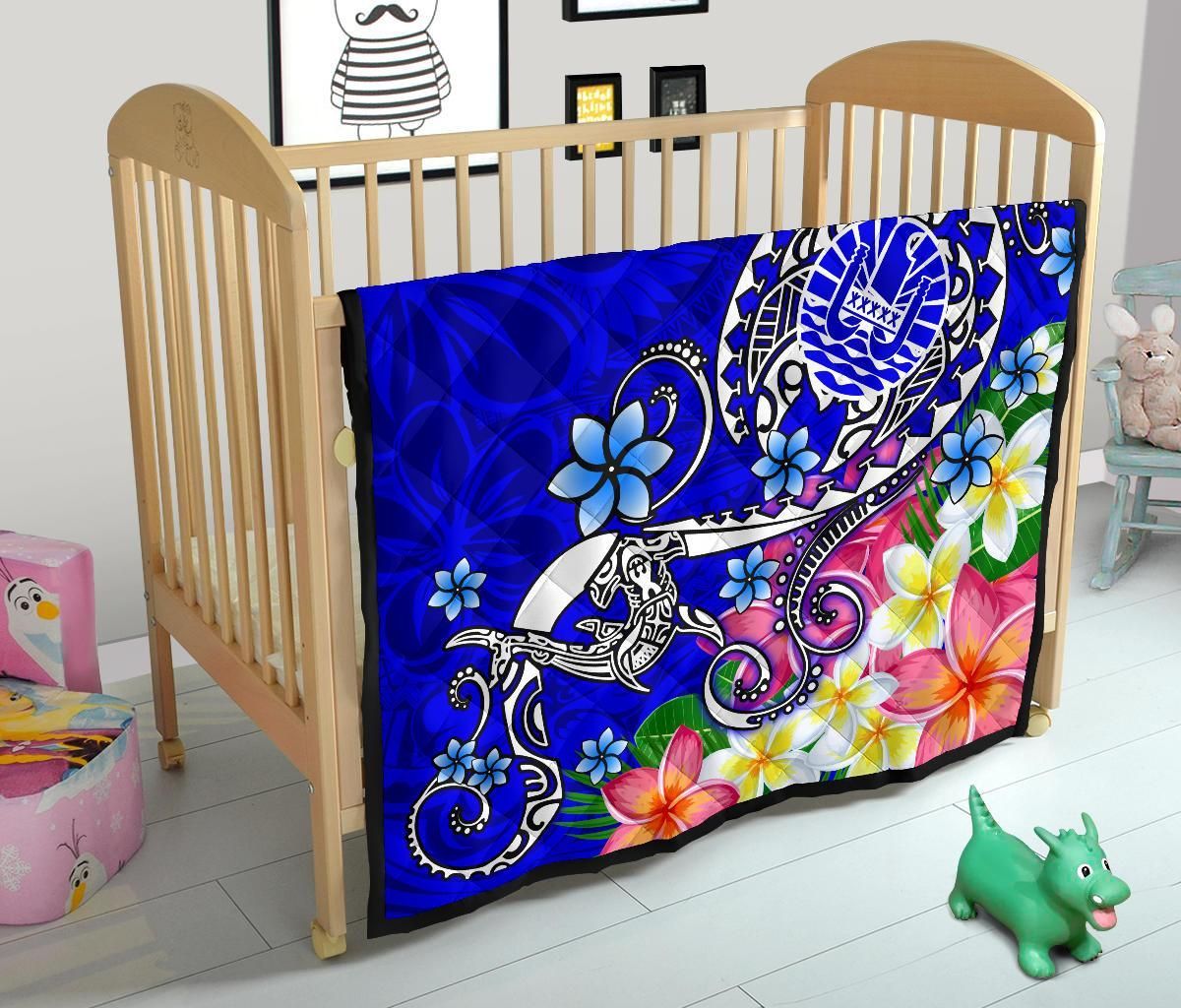 Tahiti Premium Quilt - Turtle Plumeria (Blue)