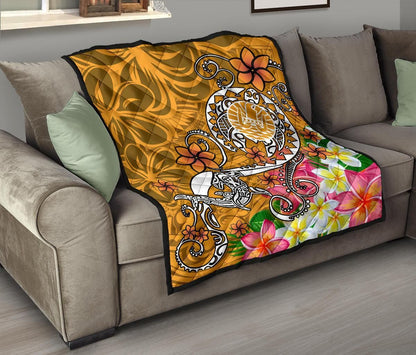 Tahiti Premium Quilt - Turtle Plumeria (Gold)