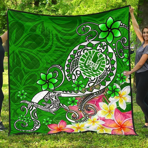 Tahiti Premium Quilt - Turtle Plumeria (Green)