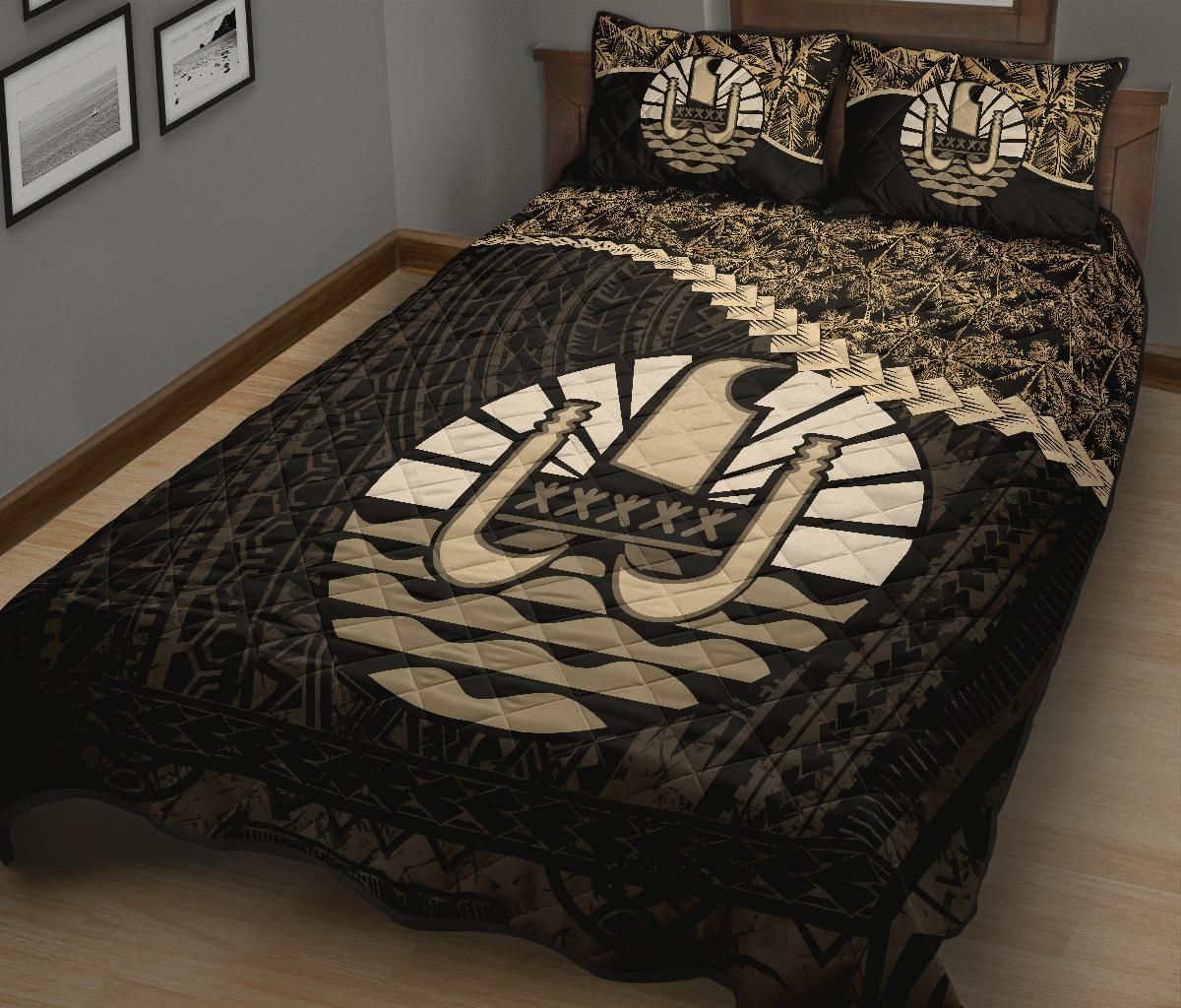 Tahiti Polynesian Quilt Bed Set Golden Coconut