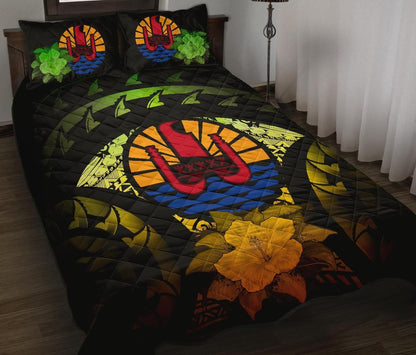 Tahiti Polynesian Quilt Bed Set Hibiscus Reggae