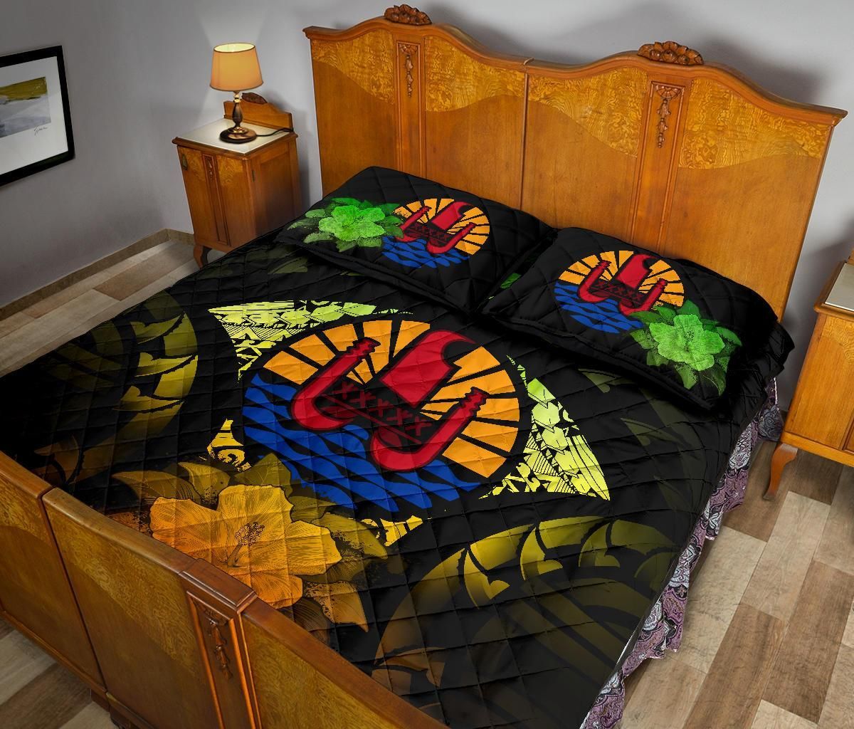 Tahiti Polynesian Quilt Bed Set Hibiscus Reggae