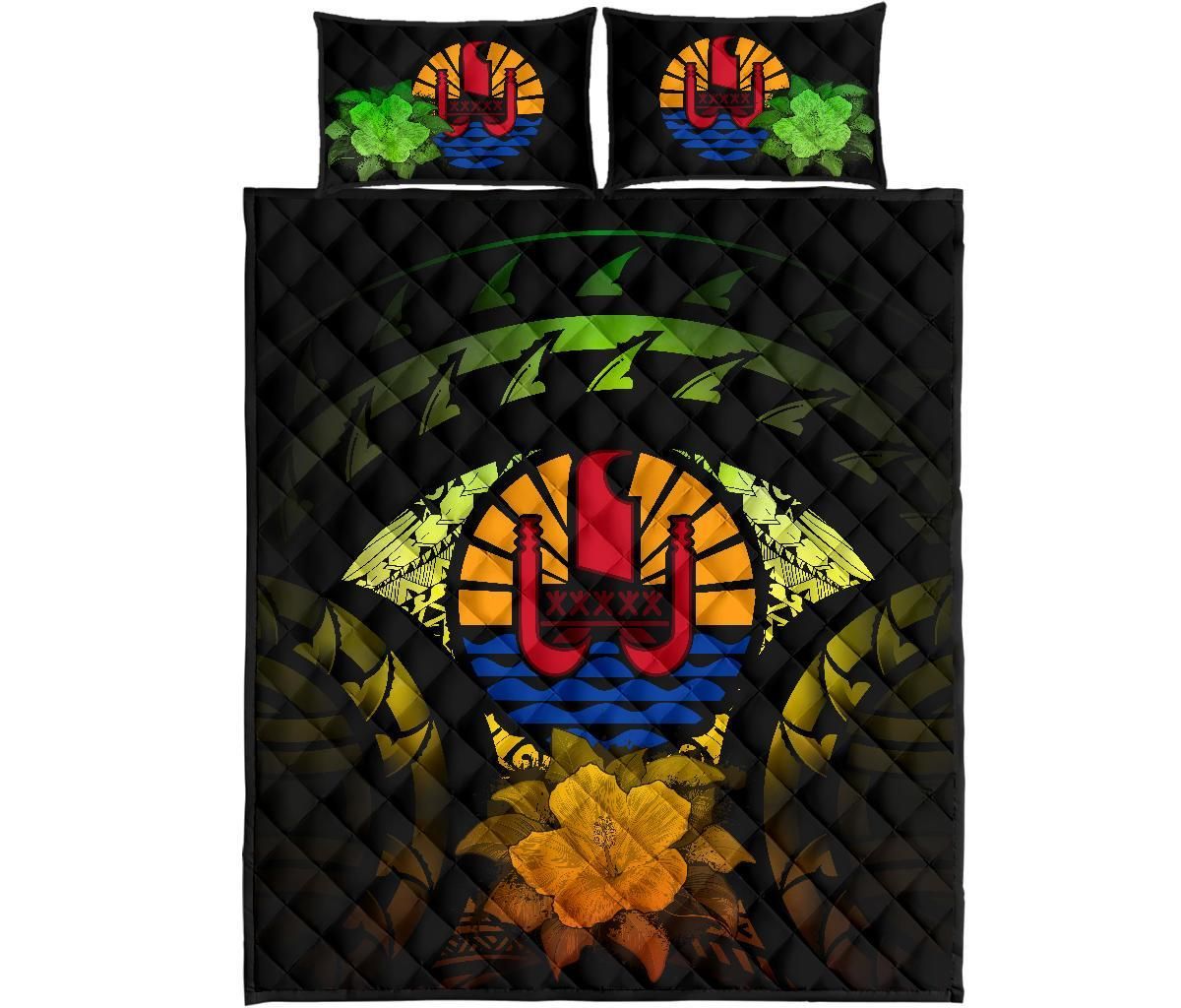 Tahiti Polynesian Quilt Bed Set Hibiscus Reggae