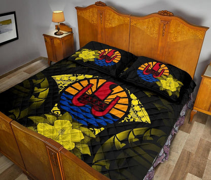 Tahiti Polynesian Quilt Bed Set Hibiscus Yellow